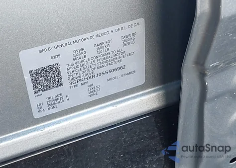 2025 Honda Prologue Touring из США, поврежденный, VIN 3GPKHXRJ0SS506962